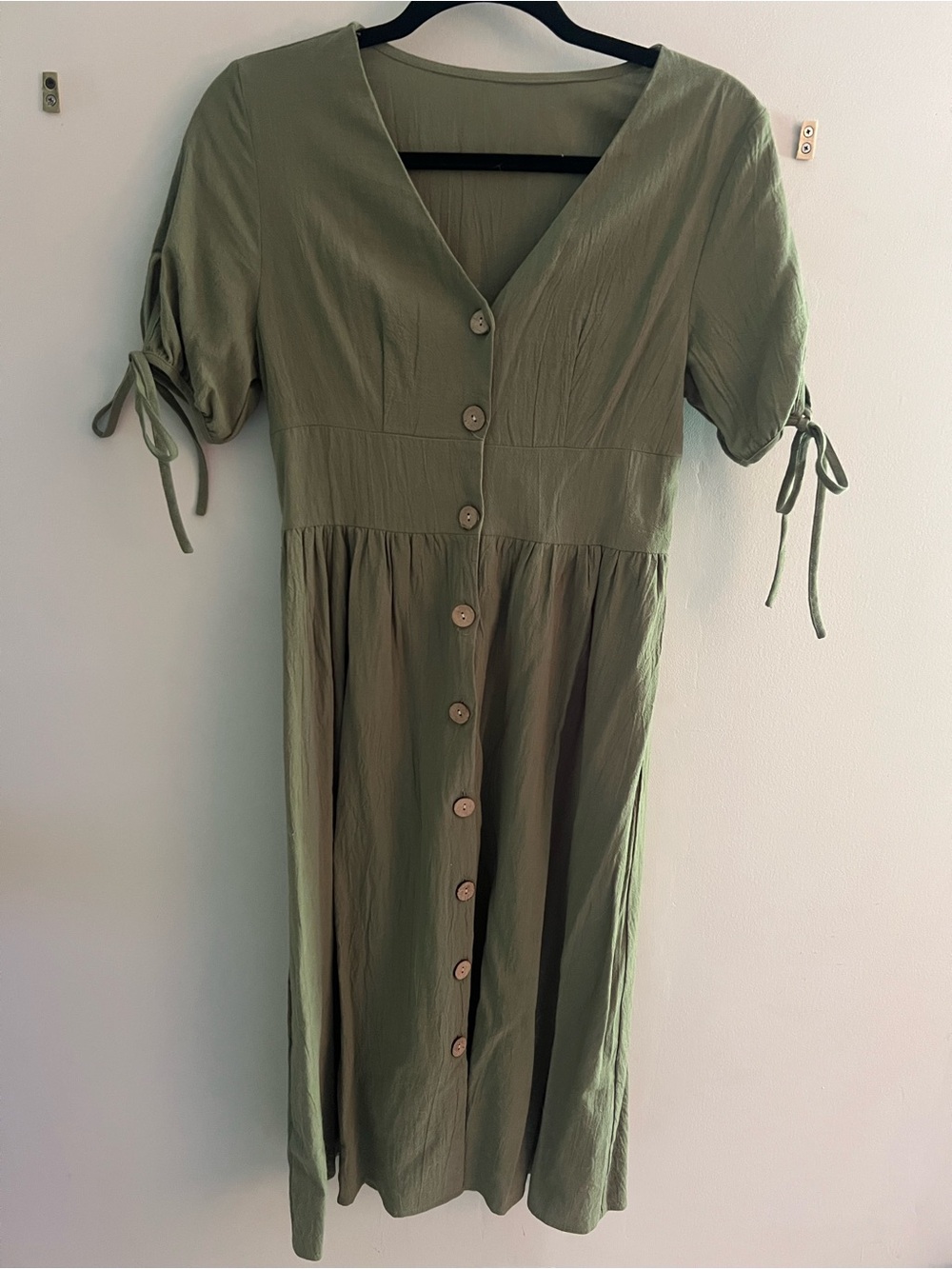 SHEIN Olive Green Button-Down Midi Dress